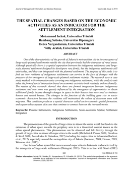 The Spatial Changes Based on the Economic Activities As