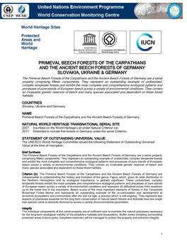 Primeval Beech Forests of the Carpathians and the Ancient Beech Forests of Germany Slovakia, Ukraine & Germany