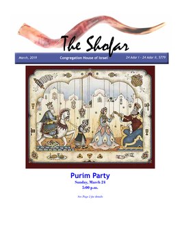 Purim Party Sunday, March 24 5:00 P.M