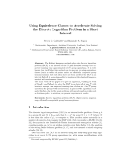 Using Equivalence Classes to Accelerate Solving the Discrete Logarithm Problem in a Short Interval