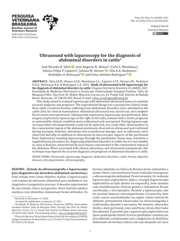 Ultrasound with Laparoscopy for the Diagnosis of Abdominal Disorders in Cattle1 José Ricardo B