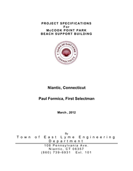 Niantic, Connecticut Paul Formica, First Selectman
