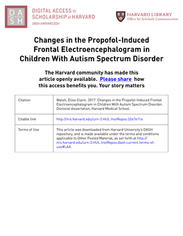 Changes in the Propofol-Induced Frontal Electroencephalogram in Children with Autism Spectrum Disorder