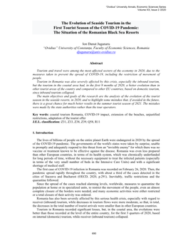 The Evolution of Seaside Tourism in the First Tourist Season of the COVID-19 Pandemic: the Situation of the Romanian Black Sea Resorts