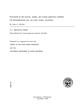 Evaluation of the Mission, Santee, and Tijuana Hydrologic Subareas