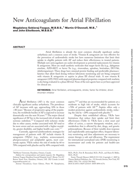 New Anticoagulants for Atrial Fibrillation