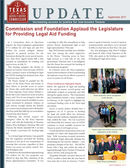 Commission and Foundation Applaud the Legislature for Providing Legal Aid Funding
