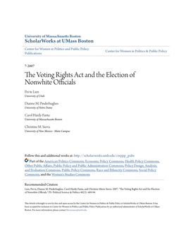 The Voting Rights Act and the Election of Nonwhite Officials