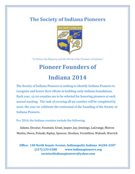 Pioneer Founders of Indiana 2014