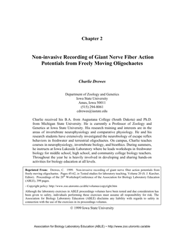 Non-Invasive Recording of Giant Nerve Fiber Action Potentials from Freely Moving Oligochaetes