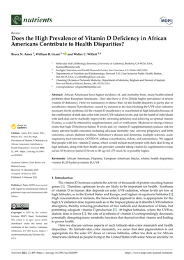 Does the High Prevalence of Vitamin D Deficiency in African Americans