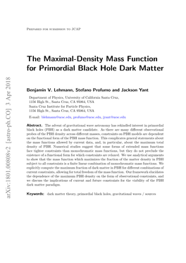 The Maximal-Density Mass Function for Primordial Black Hole Dark Matter