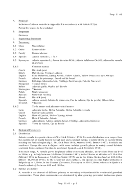 Inclusion of Adonis Vernalis in Appendix II in Accordance with Article II 2(A) Potted Live Plants to Be Excluded