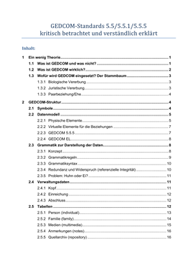 GEDCOM-Standards 5.5/5.5.1/5.5.5 Kritisch Betrachtet Und Verständlich