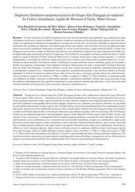 Depósitos Litorâneos Neoproterozóicos Do Grupo Alto Paraguai No Sudoeste Do Cráton Amazônico, Região De Mirassol D’Oeste, Mato Grosso