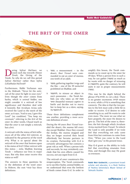 The Brit of the Omer