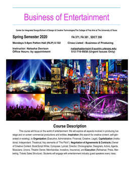 Business of Entertainment Syllabus Spring 2020