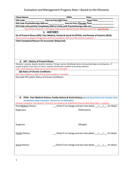 Evaluation and Management Progress Note—Based on the Elements 1