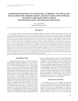 Lithogeochemistry of Ultramafic, Gabbroic and Tonalitic