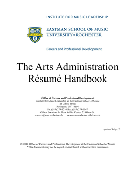 The Arts Administration Résumé Handbook