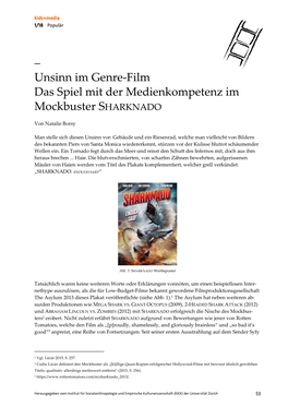 – Unsinn Im Genre-Film Das Spiel Mit Der Medienkompetenz Im Mockbuster SHARKNADO