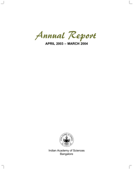 Annual Report APRIL 2003 – MARCH 2004