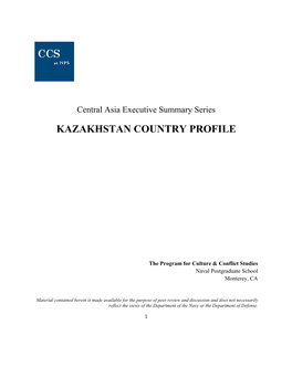 Kazakhstan Country Profile