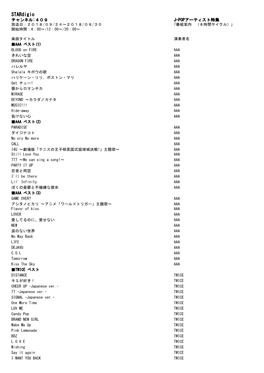 チャンネル:４０９ J-Popアーティスト特集 放送日：２０１８/０９/２４～２０１８/０９/３０ ｢番組案内 （８時間サイクル）｣ 開始時間：4：00～/12：00～/20：00～