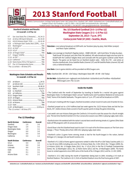 2013 Stanford Football Athletics Communications • Arrillaga Family Sports Center • 641 Campus Drive • Stanford, Calif