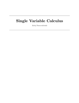 Single Variable Calculus