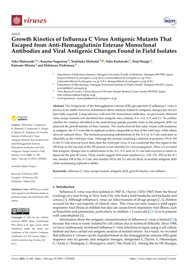 Growth Kinetics of Influenza C Virus Antigenic Mutants That Escaped