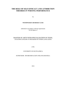 The Role of Self-Efficacy and Attribution Theories in Writing Performance