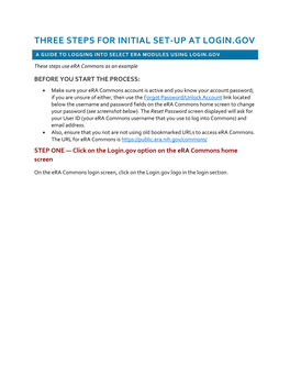 Three Steps for Initial Set-Up at Login.Gov