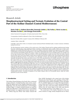 Research Article Morphostructural Setting and Tectonic Evolution of the Central Part of the Sicilian Channel (Central Mediterranean)