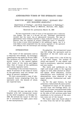 ADENOMATOID TUMOR of the SPERMATIC CORD Department Of