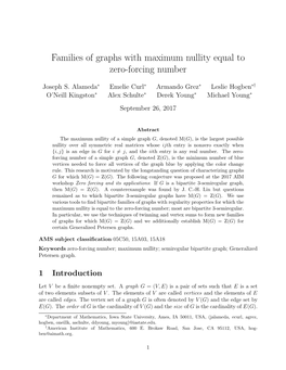 Families of Graphs with Maximum Nullity Equal to Zero-Forcing Number