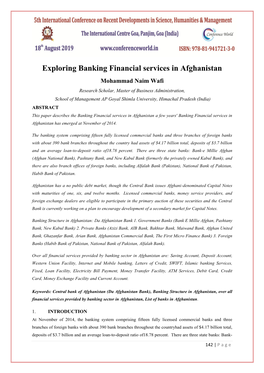 Exploring Banking Financial Services in Afghanistan
