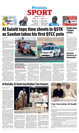 Al Sulaiti Tops Time Sheets in QSTK As Saadon Takes His First QTCC Pole