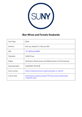 Boy-Wives and Female Husbands