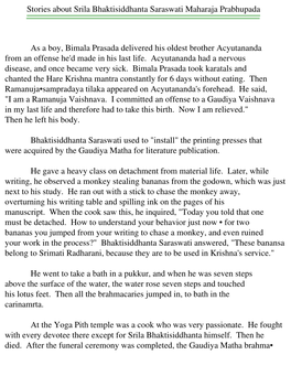 Stories About Srila Bhaktisiddhanta Saraswati Maharaja Prabhupada