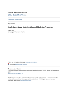 Analysis on Some Basic Ion Channel Modeling Problems