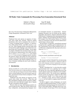 Xutools: Unix Commands for Processing Next-Generation Structured Text