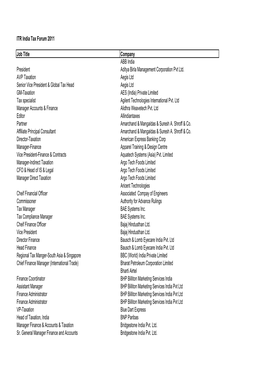 ITR India Tax Forum 2011