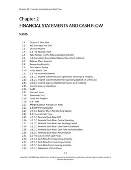 Chapter 2 FINANCIAL STATEMENTS and CASH FLOW