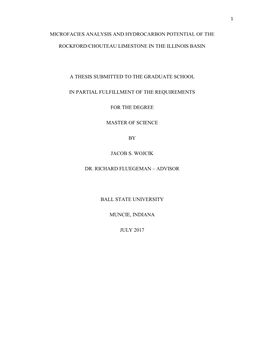 Microfacies Analysis and Hydrocarbon Potential of the Rockford/Chouteau Limestone in the Illinois Basin a Thesis Submitted to Th