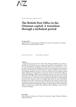 The British Post Office in the Ottoman Capital: a Transition Through a Turbulent Period