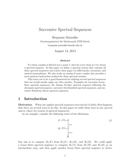 Successive Spectral Sequences