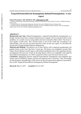 Targetoid Hemosiderotic Hemangioma (Hobnail Hemangioma): a Case Report