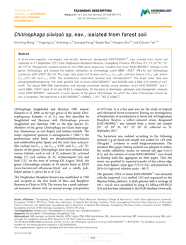 Chitinophaga Silvisoli Sp. Nov., Isolated from Forest Soil