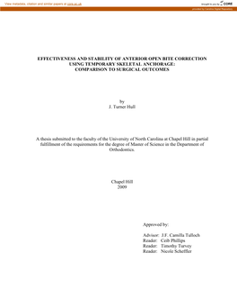 Effectiveness and Stability of Anterior Open Bite Correction Using Temporary Skeletal Anchorage: Comparison to Surgical Outcomes